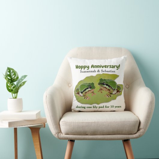 Fun Wedding Anniversary Frog Couple Template Kissen (Stuhl )