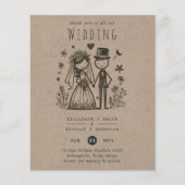 Fun Wedding Cartoon Bride Groom Handgezeichnet (Vorderseite)