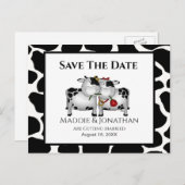 Fun Wedding Cows Save the Date Postkarte (Vorne/Hinten)