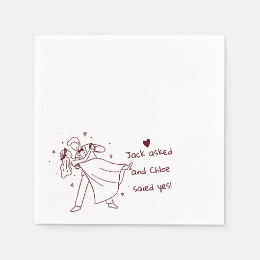 Fun wedding cute couple hand drawn serviette (Vorderseite)