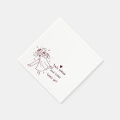 Fun wedding cute couple hand drawn serviette (Ecke)