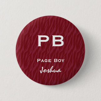 Fun Wedding Role Abbreviation Burgundy Red Zebra Button