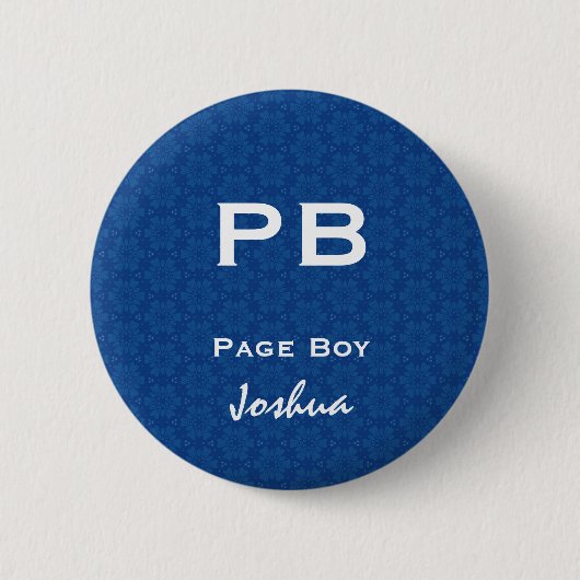Fun Wedding Role Abkürzung Blaues Muster Weiß Button (Vorderseite)