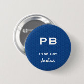 Fun Wedding Role Abkürzung Blaues Muster Weiß Button (Vorne & Hinten)