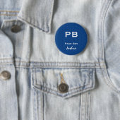 Fun Wedding Role Abkürzung Blaues Muster Weiß Button (Beispiel)