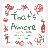 Fun Wedding ,Whimsical Font & Italian Vibes Quadratischer Aufkleber (Vorderseite)