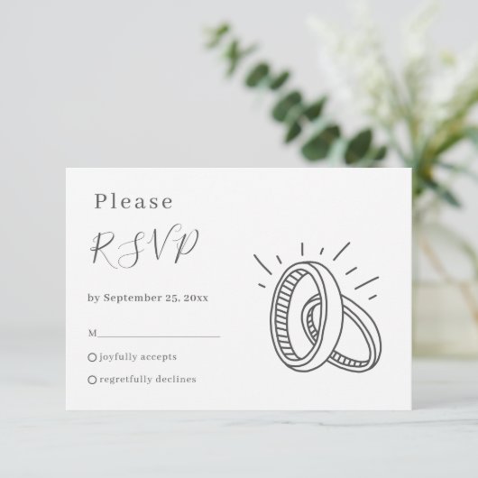 Fun Wedingsringe RSVP Karte (Stehend Vorderseite)