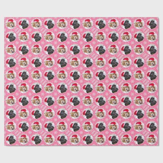 Fun Weihnachten Liebe Santa Custom Foto Name Rosa Geschenkpapier (Flach)