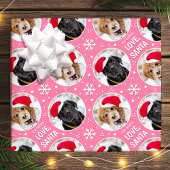 Fun Weihnachten Liebe Santa Custom Foto Name Rosa Geschenkpapier