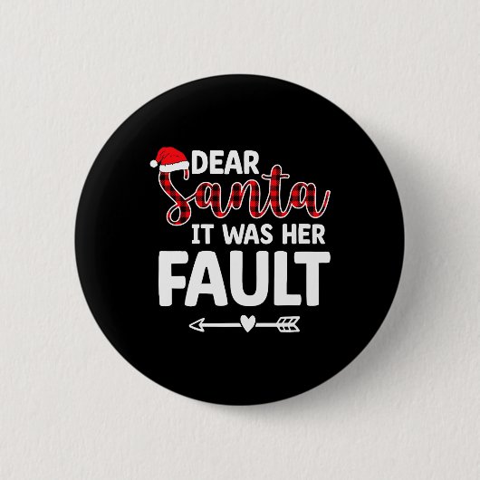 Fun Weihnachten Matching Paare Seine Hers Pajamas Button (Vorderseite)