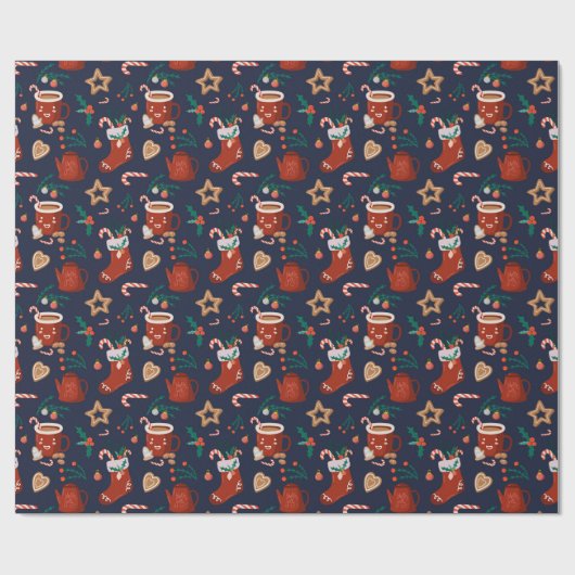 Fun Weihnachts-Strümpfe und Leckereien Umschlagpap Geschenkpapier (Flach)