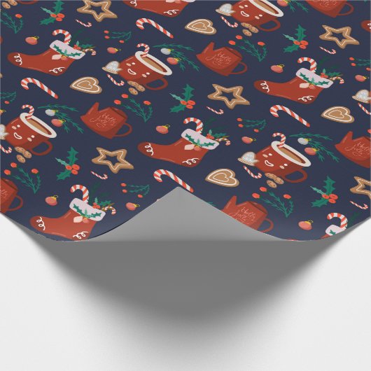 Fun Weihnachts-Strümpfe und Leckereien Umschlagpap Geschenkpapier (Ecke)