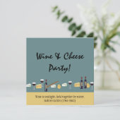 Fun Wein und Käse Party mit Zitat Einladung (Stehend Vorderseite)
