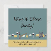 Fun Wein und Käse Party mit Zitat Einladung (Vorderseite)