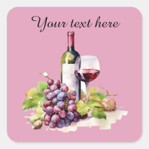 Fun Weinliebhaber fügen Text hinzu Quadratischer Aufkleber