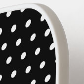 Fun weiße gepolsterte Punkte auf schwarz gekrümmte Pickleball Schläger (Linke Seite)