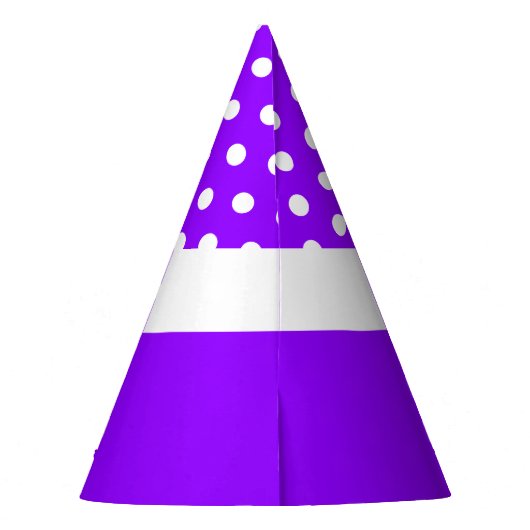 Fun, weiße Punkte - Lila passender Farbblock Partyhütchen (Rückseite)