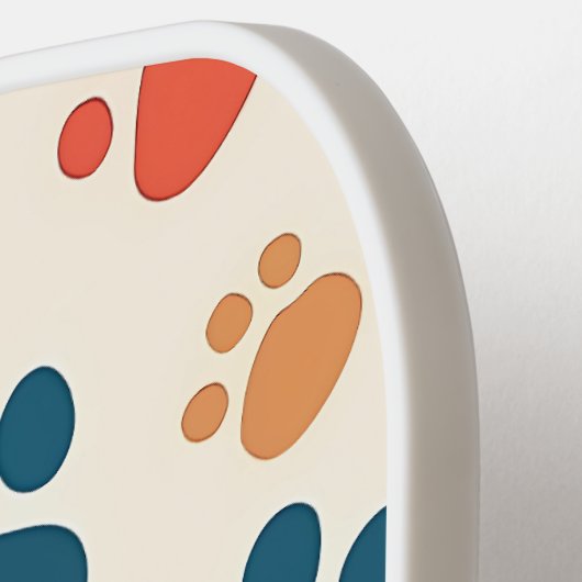 Fun weißes, farbiges Monogramm-Muster für Hunde Pickleball Schläger (Linke Seite)