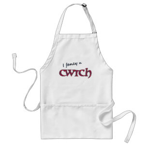 Fun Welsh Cwtch Schürze: Red Green Geometric Muste Schürze