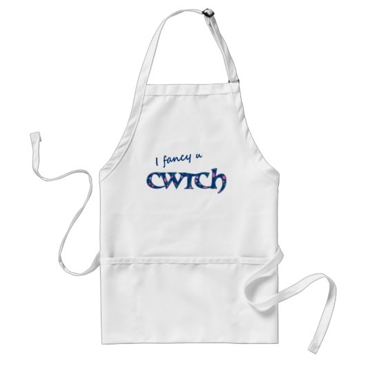 Fun Welsh Cwtch Schürze, Rosa, Blauer Flor Schürze (Vorne)