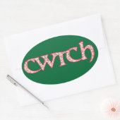 Fun Welsh Cwtch Stickers: Clematis Muster Ovaler Aufkleber (Umschlag)