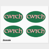 Fun Welsh Cwtch Stickers: Clematis Muster Ovaler Aufkleber (Blatt)