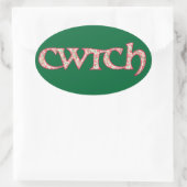 Fun Welsh Cwtch Stickers: Clematis Muster Ovaler Aufkleber (Tasche)