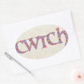 Fun Welsh Cwtch Stickers, Ditzy Blume Ovaler Aufkleber (Umschlag)