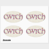 Fun Welsh Cwtch Stickers, Ditzy Blume Ovaler Aufkleber (Blatt)