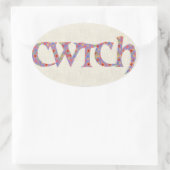 Fun Welsh Cwtch Stickers, Ditzy Blume Ovaler Aufkleber (Tasche)