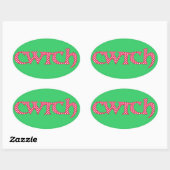 Fun Welsh Cwtch Stickers: Rote, weiße Polka Punkte Ovaler Aufkleber (Blatt)