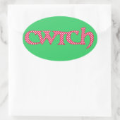 Fun Welsh Cwtch Stickers: Rote, weiße Polka Punkte Ovaler Aufkleber (Tasche)
