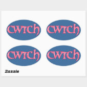 Fun Welsh Cwtch Stickers: Roter Karo Gingham Ovaler Aufkleber (Blatt)