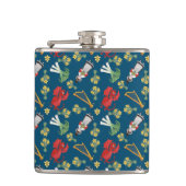 Fun Welsh Emblems auf Blue Hip Flask Flachmann (Vorderseite)