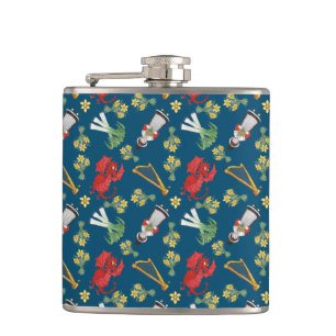 Fun Welsh Emblems auf Blue Hip Flask Flachmann