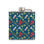 Fun Welsh Emblems auf Blue Hip Flask Flachmann (Rückseite)