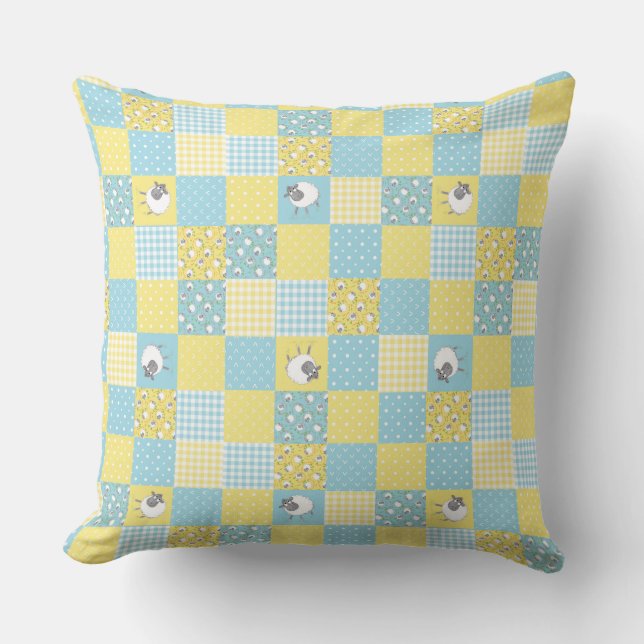 Fun Welsh Sheep, Imitate Patchwork, Kissen oder Ki (Vorderseite)