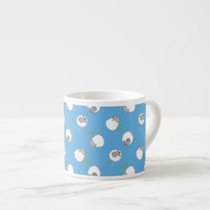 Fun Welsh Sheep Muster auf Sky Blue Background Espressotasse