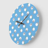 Fun Welsh Sheep Muster auf Sky Blue Background Große Wanduhr (Winkel)