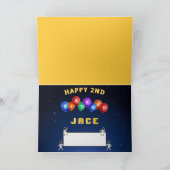 Fun Weltraumplaneten Namenskinder zum zweiten Gebu Karte (Innenseite)