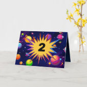 Fun Weltraumplaneten Namenskinder zum zweiten Gebu Karte (Gelbe Blume)