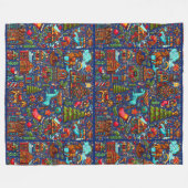 Fun Western Muster Christmas Blue Fleecedecke (Vorderseite (Horizontal))