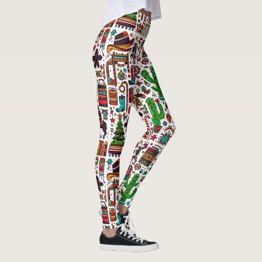 Fun Western Pattern Weihnachten Leggings (Rechts)