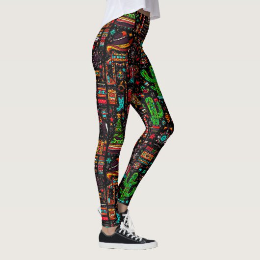 Fun Western Pattern Weihnachten Leggings (Rechts)