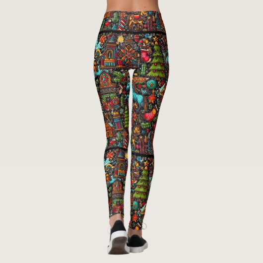 Fun Western Pattern Weihnachten Leggings (Rückseite)