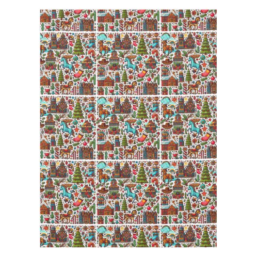 Fun Western Pattern Weihnachten Rot Tischdecke (Vorderseite)