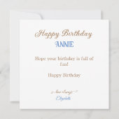 FUN WESTERN THEMED KINDERGEBURTSTAG KARTE (Rückseite)