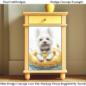 Fun Westie Hund, Gummi Ring & Duck CV5 Decoupage Seidenpapier