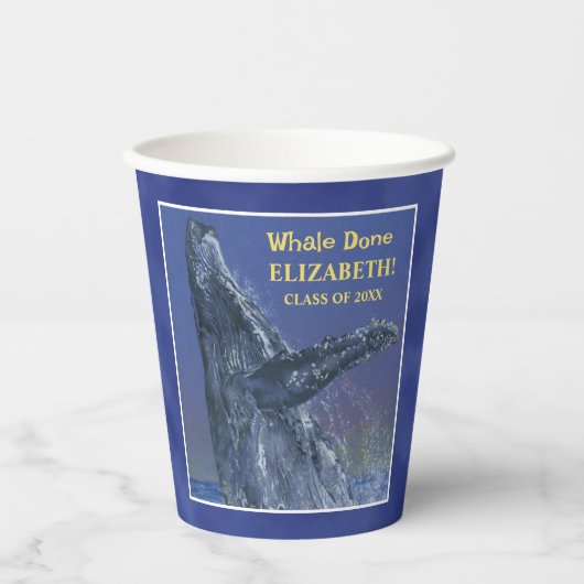 Fun Whale Graduation Party Cup Pappbecher (Vorderseite)