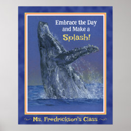 Fun Whale Print für den Unterricht Deep Blue Borde Poster